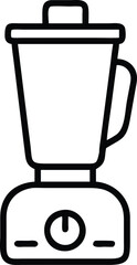 Minimalist Blender Outline Icon, Black and white outline icon of a blender with a handle and dial, perfect for kitchen, appliances, and food preparation themes.  
