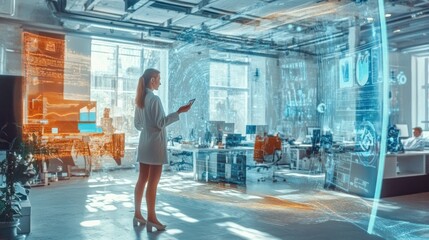 Fototapeta premium Smart Office with Voice-Activated Technology