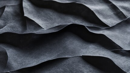 Obraz premium Abstract Crumpled Black Fabric Texture - Soft and Light Pattern Background