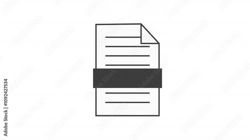 Poster animated document icon in y2k style with glitch effect. alpha channel