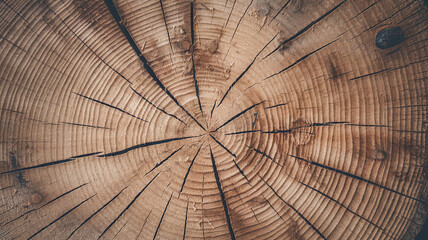 Fototapeta premium Close-up of cedar tree cut surface displaying natural growth rings and unique wood texture, ideal for nature-themed designs, woodworking projects, or organic backgrounds. 