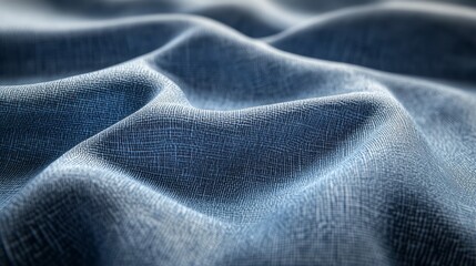 Naklejka premium Close-Up of Blue Textured Fabric with Soft Folds