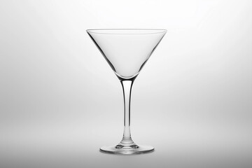 Empty martini glass on white background . Crockery, advertising banner.