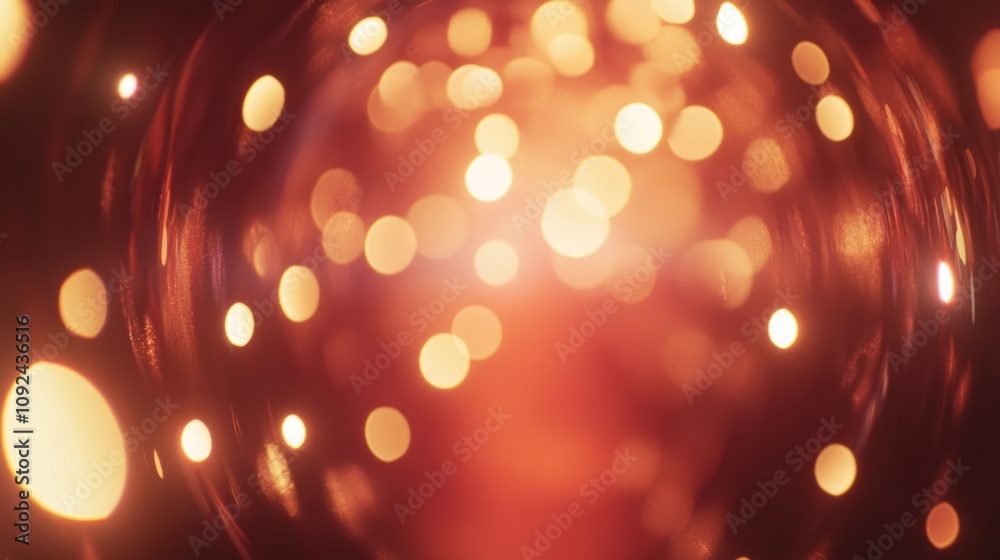 Poster Abstract festive background showcasing a mesmerizing blur with vibrant bokeh effects and a camera lens vibe, featuring warm circular light spots creating a magical atmosphere.