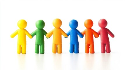 Diverse Team Support Concept with Colorful Illustrated Characters Holding Hands in Unity and