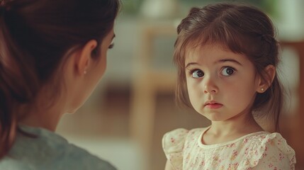 A mother scolds her daughter but she doesn't pay attention