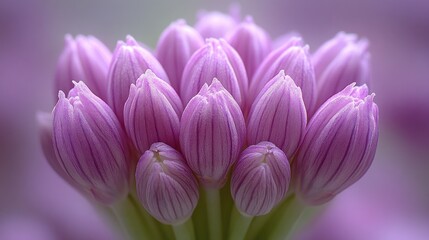 Obraz premium Close-up of purple flower buds in soft focus.