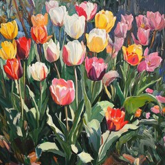 Obraz premium Garden blooms with tulips
