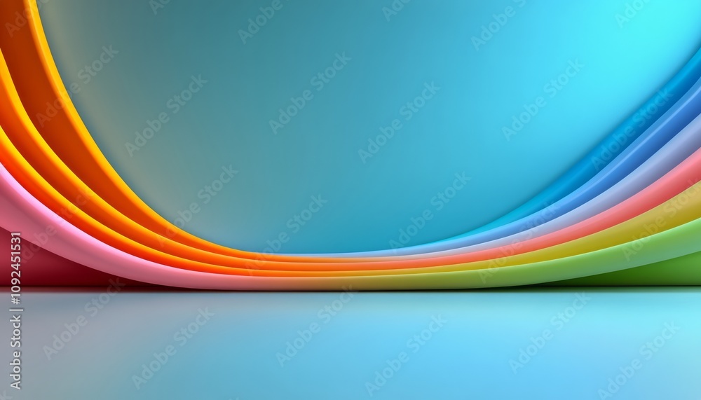 Poster colorful abstract curves create a dynamic visual flow across a smooth background