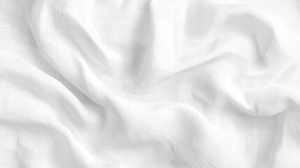White crumpled linen fabric texture background, Natural linen organic eco textiles canvas background