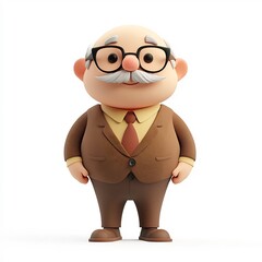Fototapeta premium 3D Cartoon of an Elderly Male Mayor in Formal Attire
