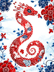 Obraz premium Happy Chinese New Year of Snake