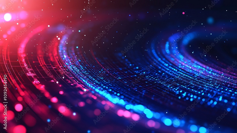 Poster Abstract futuristic stream of data flowing across digital space
