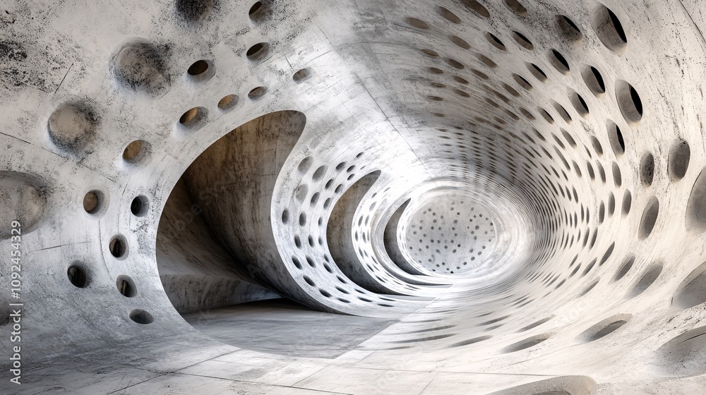 Aufkleber Empty concrete tunnel with holes creating light and shadow effects