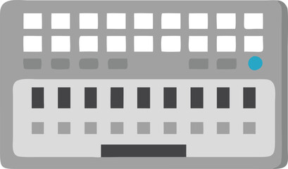 Obraz premium Compact Music Keyboard Synthesizer Illustration, Illustration of a compact music keyboard synthesizer in gray tones, ideal for music production, technology, and creative visuals. 