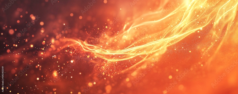 Aufkleber golden energy flowing through sparkling particles background animation