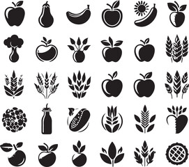 Fruits and vegetables icon set collection vector illustration 