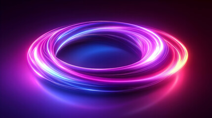 Abstract 3D Neon Ring Background