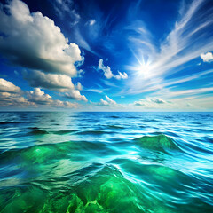 Obraz premium An abstract blue and green ocean background