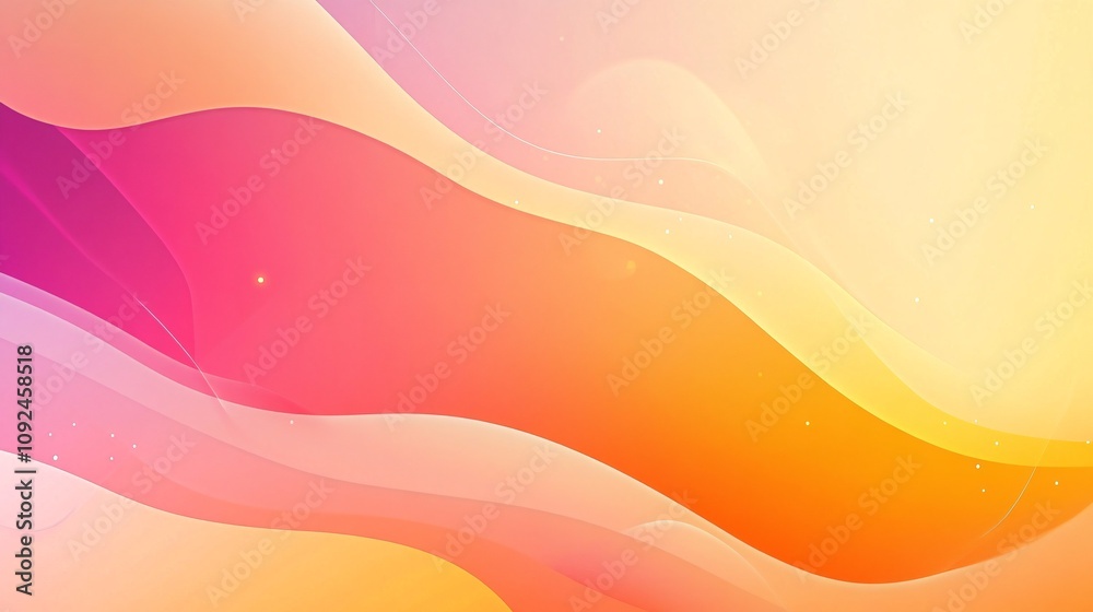 Poster abstract pink and orange gradient background with flowing waves