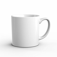 Photograph of a Minimalist White Ceramic Mug on Plain Background