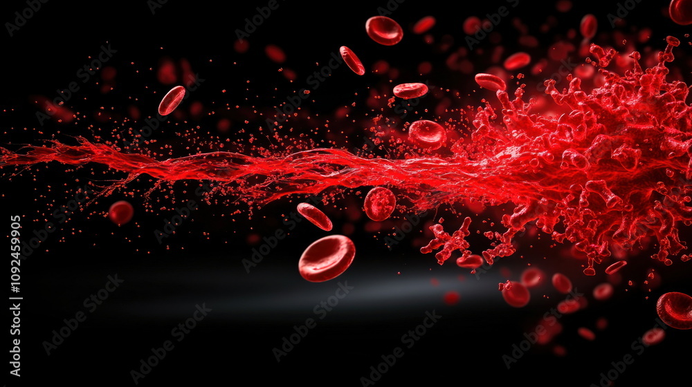 Poster dynamic blood flow visualization medical science laboratory digital art dark environment abstract co