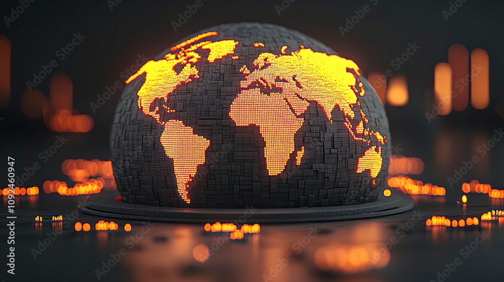 Poster global digital connectivity modern world 3d visualization tech environment creative perspective