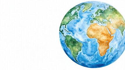 Fototapeta premium Global earth map illustration nature watercolor art vibrant colors artistic view environment