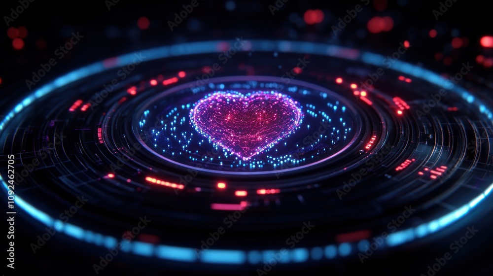 Aufkleber Dynamic heart animation digital space 3d graphic design modern tech environment abstract concept