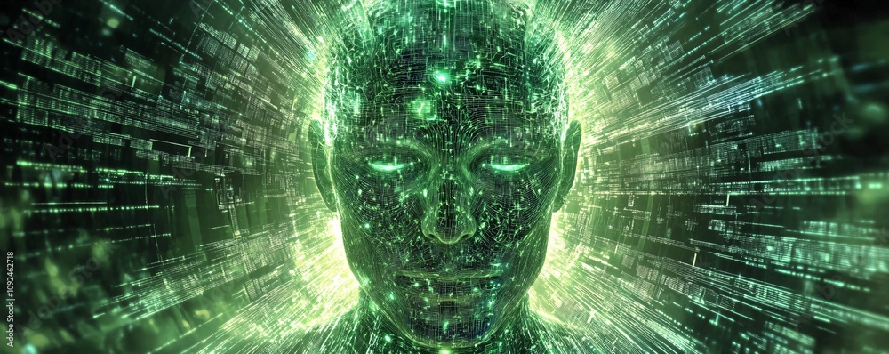 Aufkleber Artificial intelligence processing data stream in cyberspace