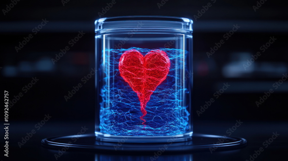 Aufkleber innovative heart visualization digital laboratory 3d render scientific environment futuristic concep