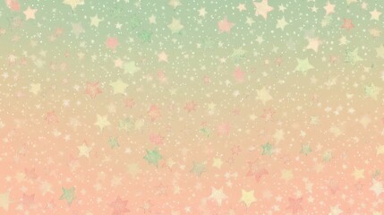 soft gradient space background, pastel pink and green hues, scattered stars, seamless design, calming cosmic atmosphere, gentle tones