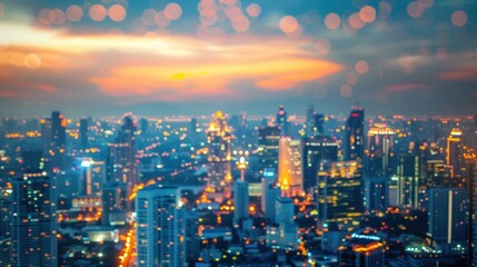 Obraz premium Cityscape at Dusk with a Blurred Focus