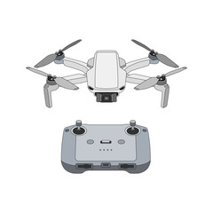 modern quadcopter drone with a remote controller vector illustration © ryanbagoez