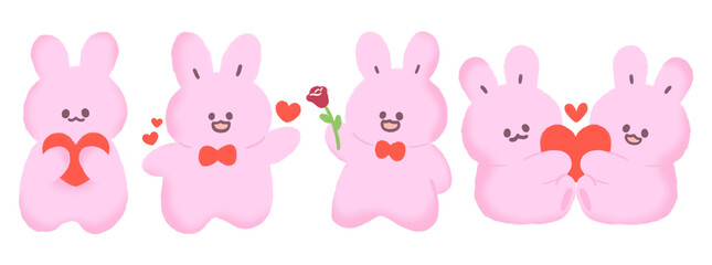 Obraz premium valentine's cute rabbit hand drawing