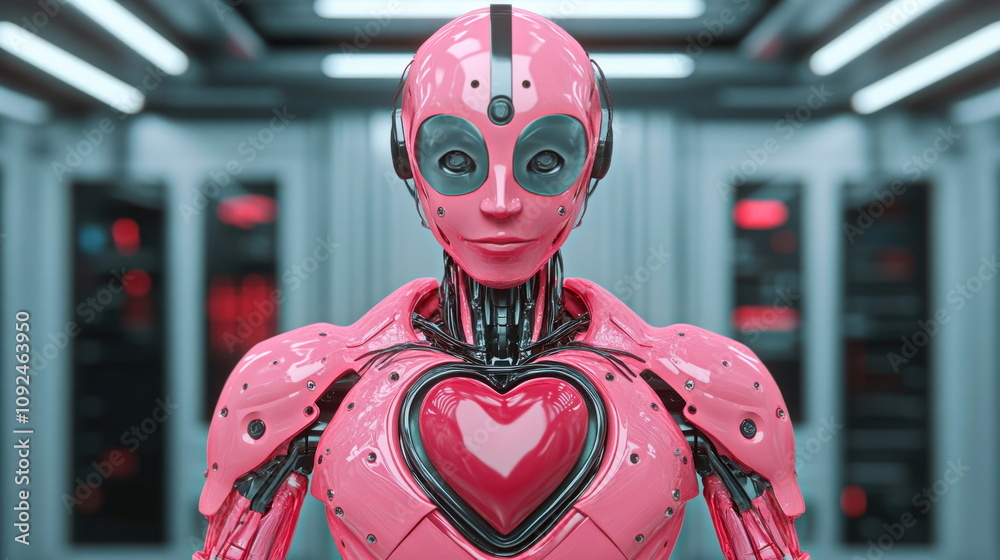 Poster Innovative robotic heart futuristic laboratory digital art tech environment close-up view ai concept