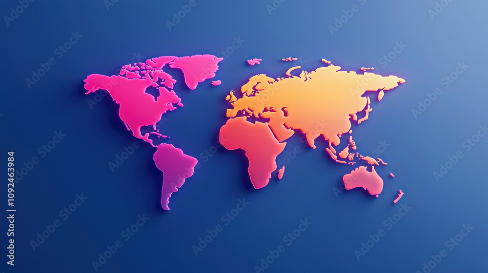 Poster global map visualization digital artwork modern design blue background abstract concept