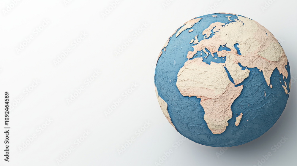 Aufkleber exploring global geography 3d earth globe model digital artwork minimalist style top view education