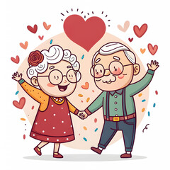 Elderly Couple Cartoon Celebrating Golden Jubilee for Billboards, Posters, and Flex Printing Projects