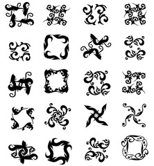 Obraz premium set of elements of black and white floral patterns