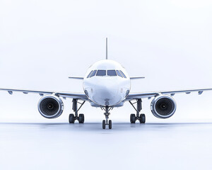 Fototapeta premium Front View of Modern Commercial Airplane Against Clear Sky Background