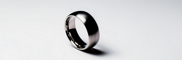 Minimalist Stainless Steel Ring on White Background