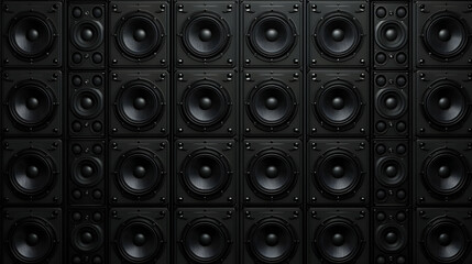 3D Render of a Wall of Black Speakers: Abstract Audio Background, Seamless Texture