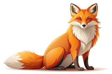 Obraz premium Fox Sitting on White Background - Panoramic Vector Clipart for Nature Lovers, Wildlife Enthusiasts, and Graphic Designers