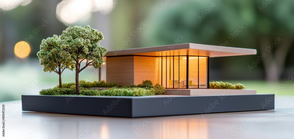 Poster architecture model precision concept. a detailed architectural model of a modern house, showcasing s