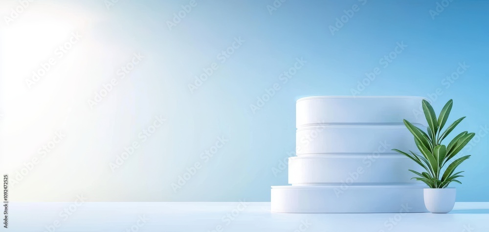 Aufkleber architecture model precision concept. a modern, minimalistic scene featuring stacked white boxes bes