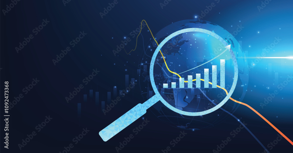 Leinwandbilder concepts of data analysis and growth business.abstract design of magnifying glass growth business on