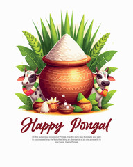 Happy Pongal South Indian Harvest Festival social media post banner template