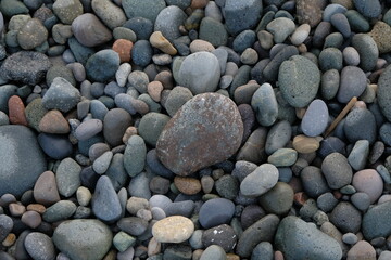stones background. natural background stones on the beach. multi-colored pebbles with rounded stones as a background