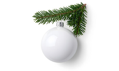 Christmas tree ball with shiny surface isolated on white